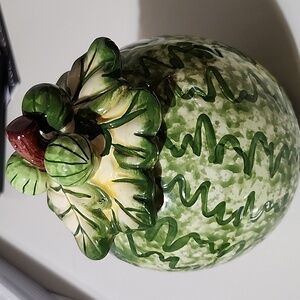 Figural majolica humidor tobacco jar melon